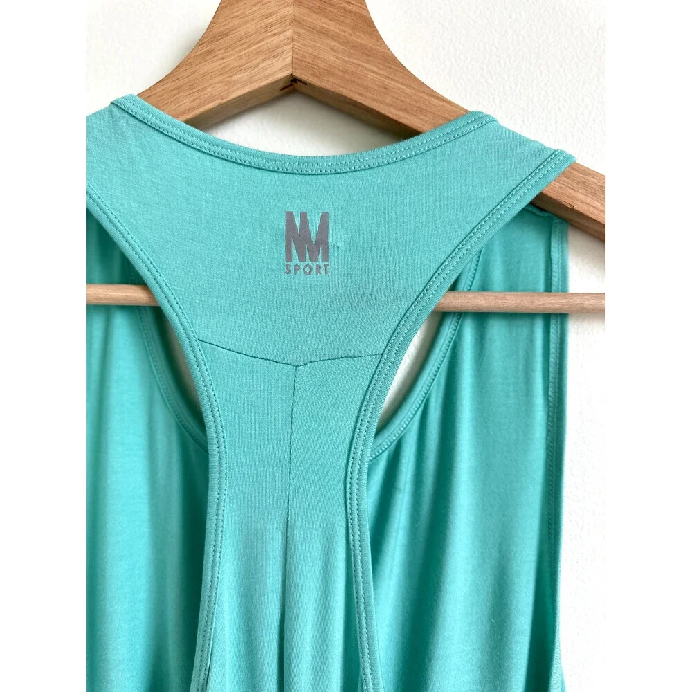 Nicole Miller Sport Teal open Back Stretch Activewear Tank Work Out size M $58 - Picture 6 of 7